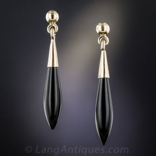 Victorian Onyx Drop Earrings - 1