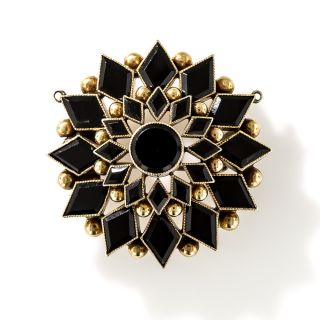 Victorian Onyx Starburst Brooch
