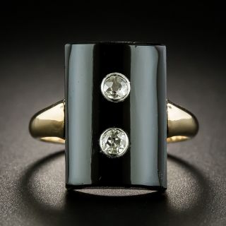 Victorian Onyx Twin Diamond Ring - 1