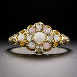 Victorian Opal and Diamond Cluster Ring  - 3