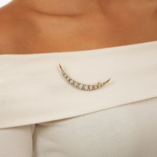 Victorian Opal and Diamond Crescent Brooch