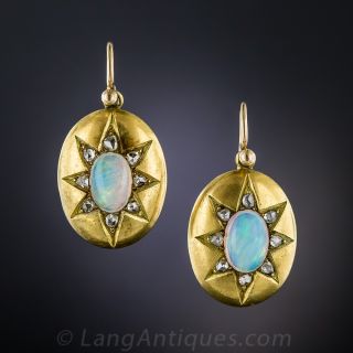 Victorian Opal and Diamond Earrings