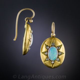 Victorian Opal and Diamond Earrings