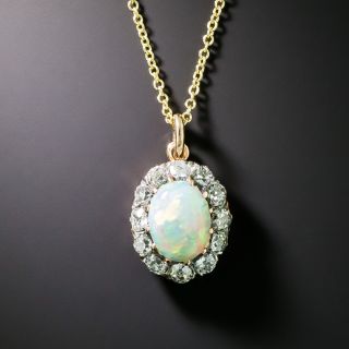 Victorian Opal and Diamond Halo Pendant - 3