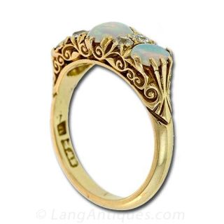 Victorian Opal and Diamond Ring
