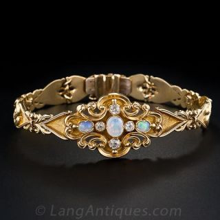 Victorian Opal and Diamond Scroll Motif Bracelet
