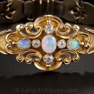 Victorian Opal and Diamond Scroll Motif Bracelet