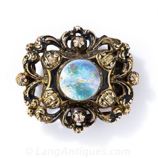 Victorian Opal Brooch with Enameling