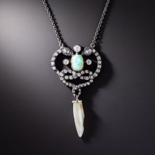 Victorian Opal, Diamond and Freshwater Pearl Necklace - 3