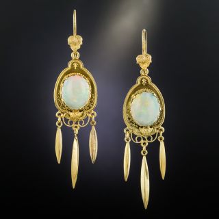 Victorian Opal Drop Tassel Earrings - 2