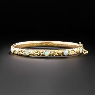 Victorian Opal Repoussé Bangle Bracelet - 2