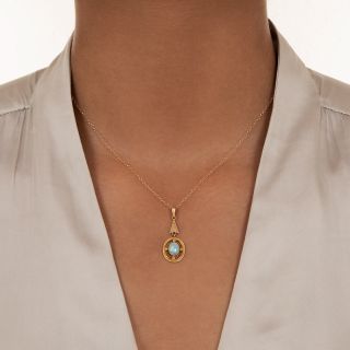 Victorian Opal Solitaire Filigree Pendant