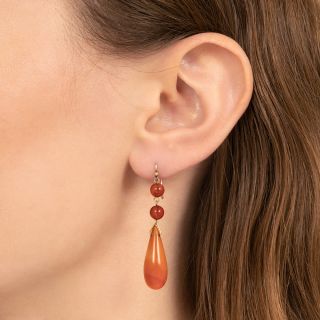 Victorian Orange Carnelian Drop Earrings 