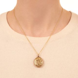 Victorian Oval Engraved 'Book' Locket