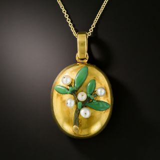 Victorian Oval Mistletoe Locket - 1