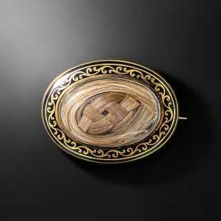 Victorian Oval Mourning Brooch - 4