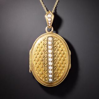 Victorian Oval Pearl Locket - 2