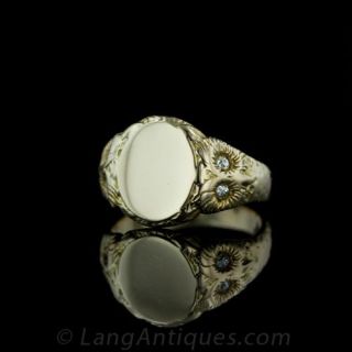Victorian Owl Motif Signet Ring