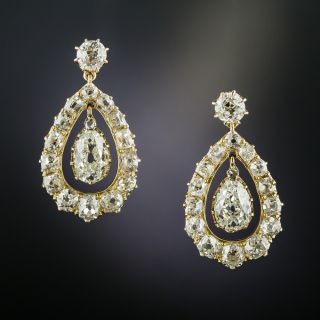 Victorian Pear-Shaped Diamond Earrings - 2
