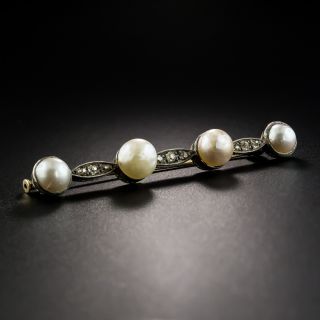 Victorian Pearl and Diamond Bar Pin - 2