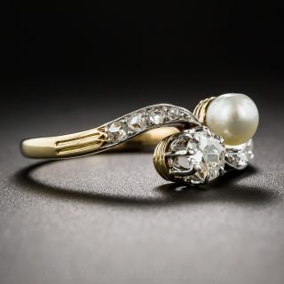 Victorian Pearl and Diamond Bypass Ring