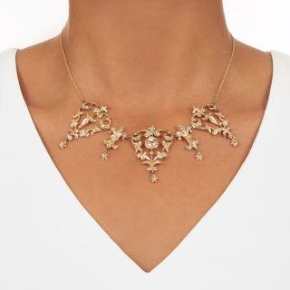Victorian Pearl And Diamond Swag Necklace