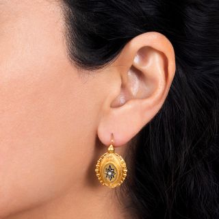 Victorian Pearl and Enamel Earrings