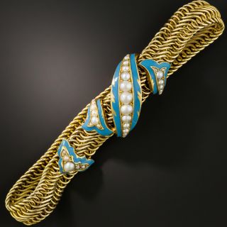 Victorian Pearl and Enamel Slide Bracelet