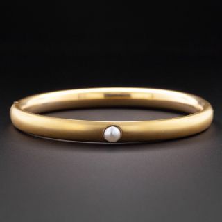 Victorian Pearl Bangle Bracelet - 1