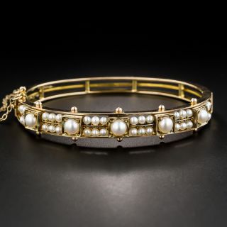 Victorian Pearl Bangle Bracelet