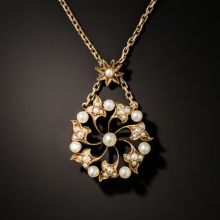 Victorian Pearl Circle Pendant - 3