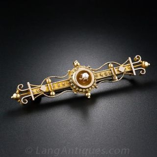 Victorian Pearl Earring and Bar Pin Set
