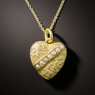 Victorian Pearl Heart Locket Pendant - 2
