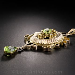 Victorian Peridot and Diamond Drop Pendant