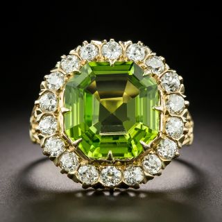 Victorian Peridot and Diamond Halo Ring - 2