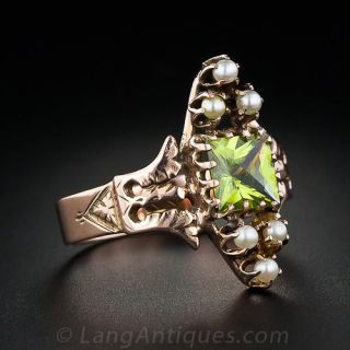 Victorian Peridot and Pearl Ring