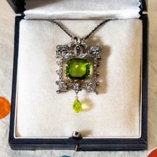Victorian Peridot and Rose-Cut Diamond Pendant