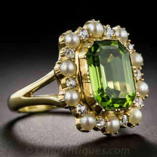 Victorian Peridot, Pearl and Diamond Ring