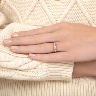 Victorian Petite Diamond and Pearl Five-Stone Ring
