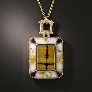 Victorian Picture Agate, Gold-In-Quartz and Bloodstone Locket - 2