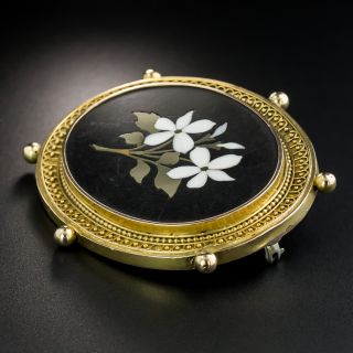 Victorian Pietra Dura Brooch 