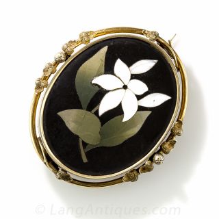 Victorian Pietra Dura Brooch