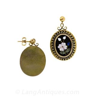 Victorian Pietra Dura Earrings