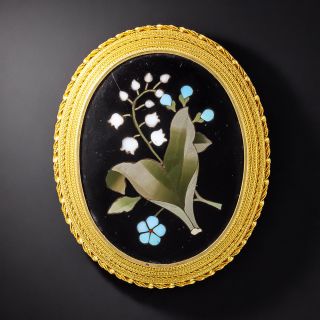 Victorian Pietra Dura Forget-Me-Not  Brooch - 2