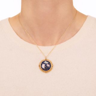 Victorian Pietra Dura Lapis Floral Pendant