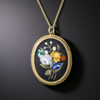 Victorian Pietra Dura Petite Floral Pendant - 4