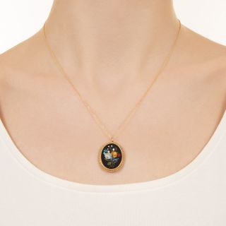 Victorian Pietra Dura Petite Floral Pendant