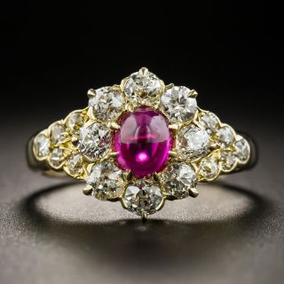 Victorian Pink Sapphire (Ruby) Diamond Ring - 1