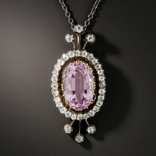 Victorian Pink Topaz and Diamond Pendant - 4