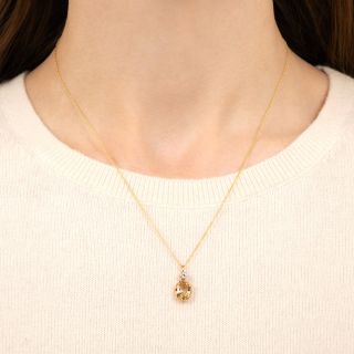 Victorian Precious Topaz and Diamond Drop Pendant
